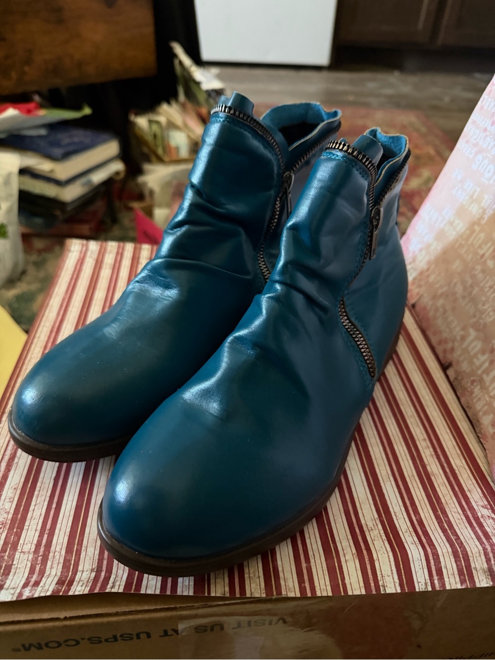 Teal Blue Women’s Ankle Boots — Marked Size 40